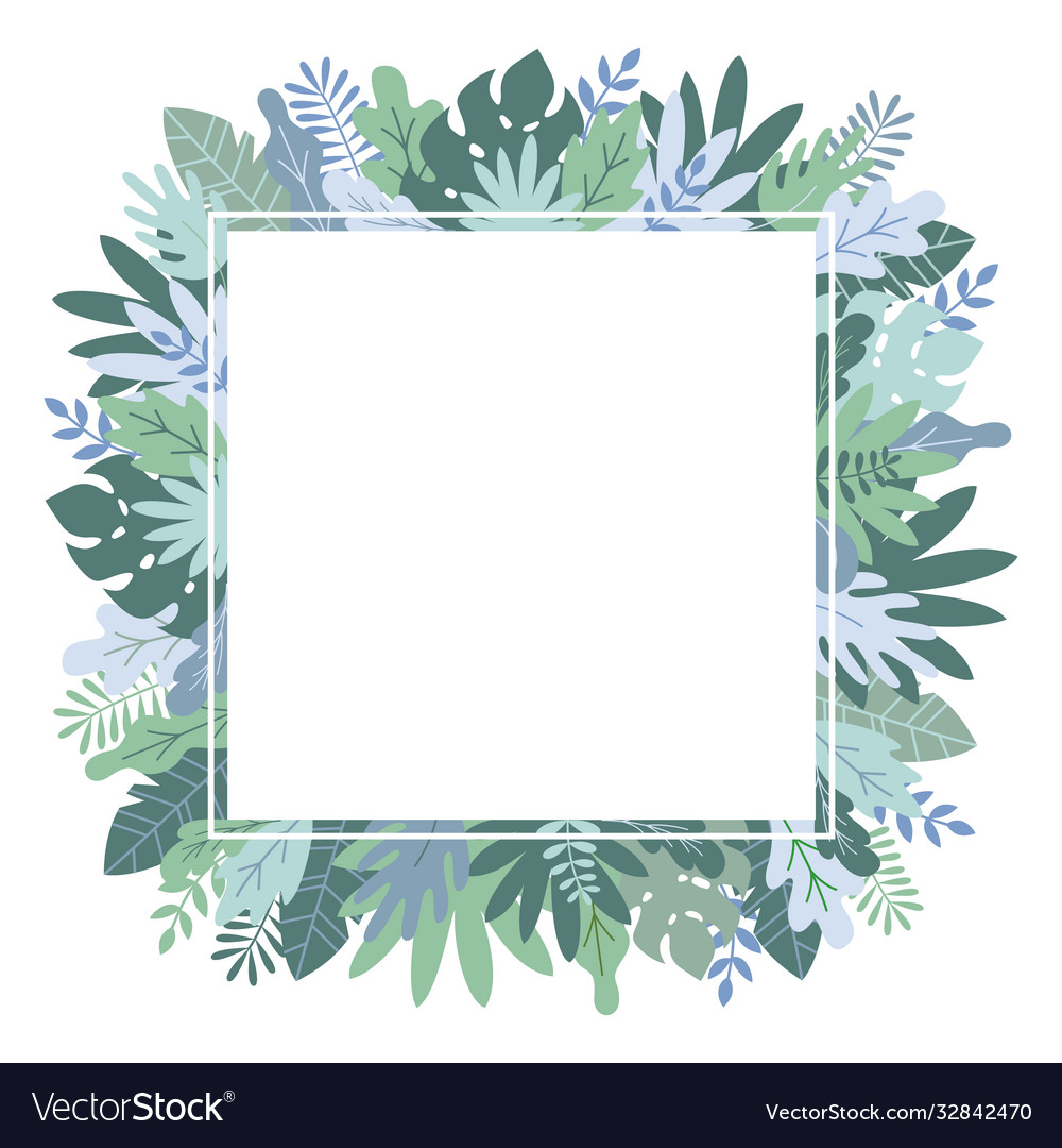 Invitation leaves and plants template frame Vector Image