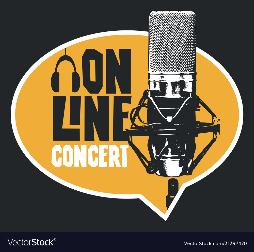 Music poster with a microphone for online concert Vector Image