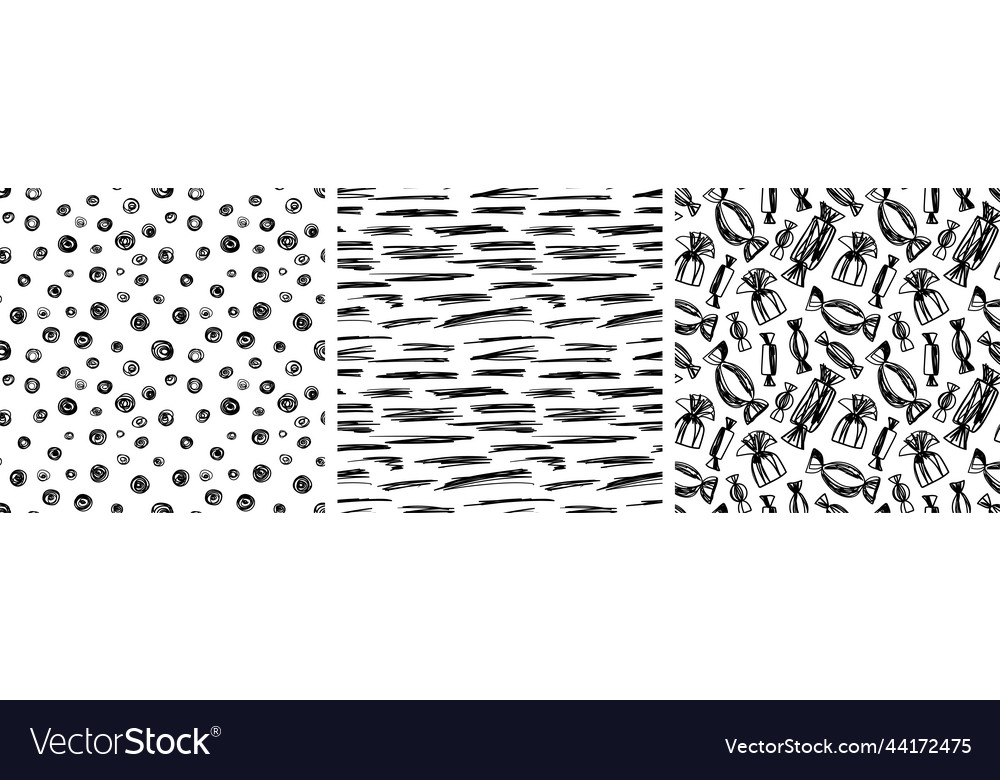 Abstract seamless pattern set hand drawn Vector Image