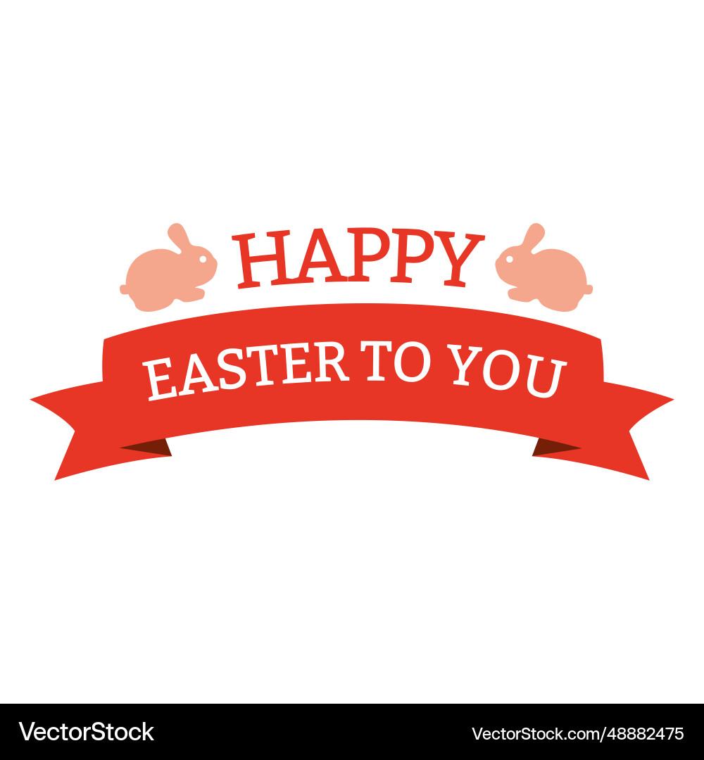 Happy easter ribbon label Royalty Free Vector Image