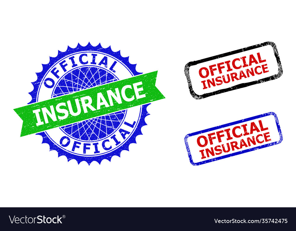 Official Insurance Rosette And Rectangle Bicolor Vector Image