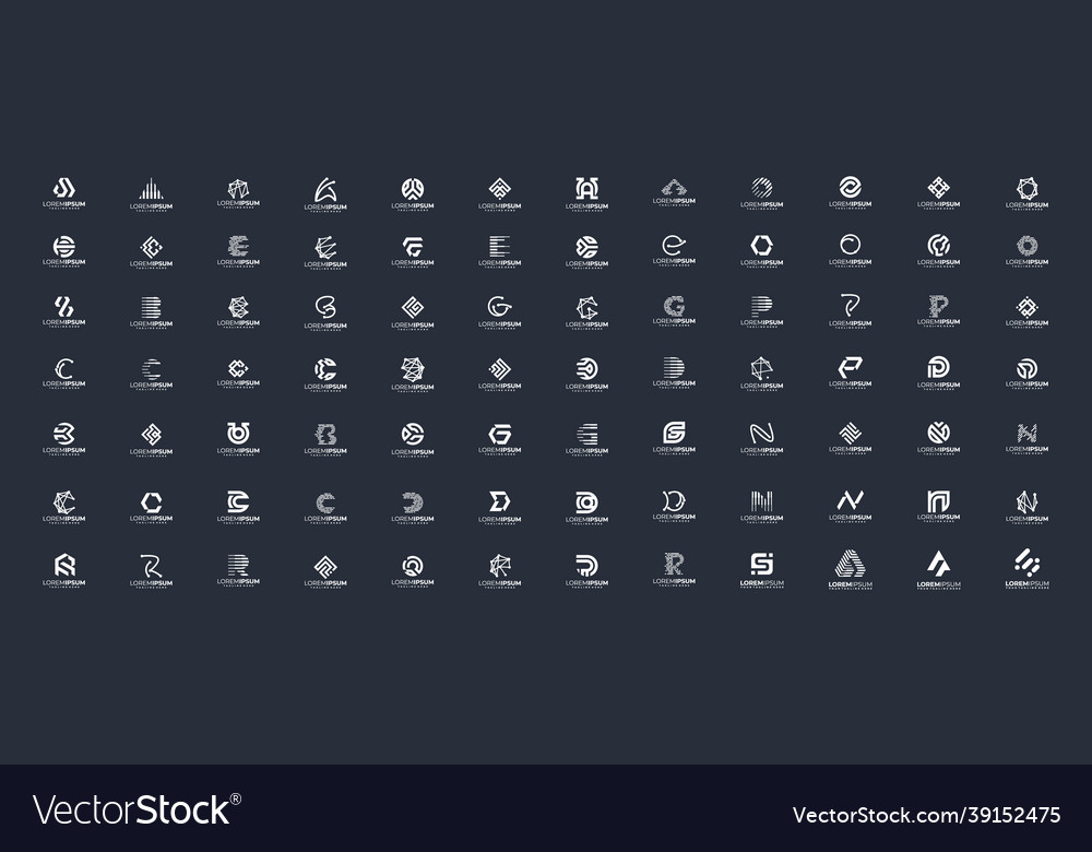 Set of abstract initial monogram logo design Vector Image