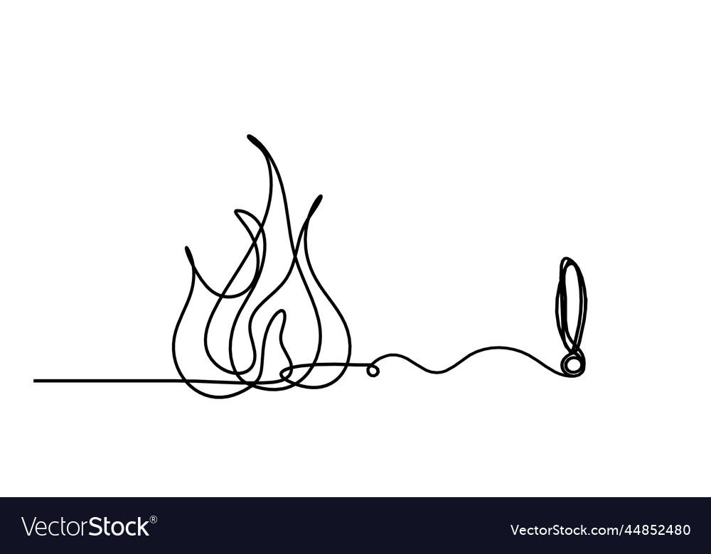 Abstract fire with exclamation mark as line