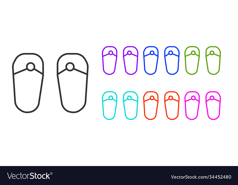 Black line flip flops icon isolated on white