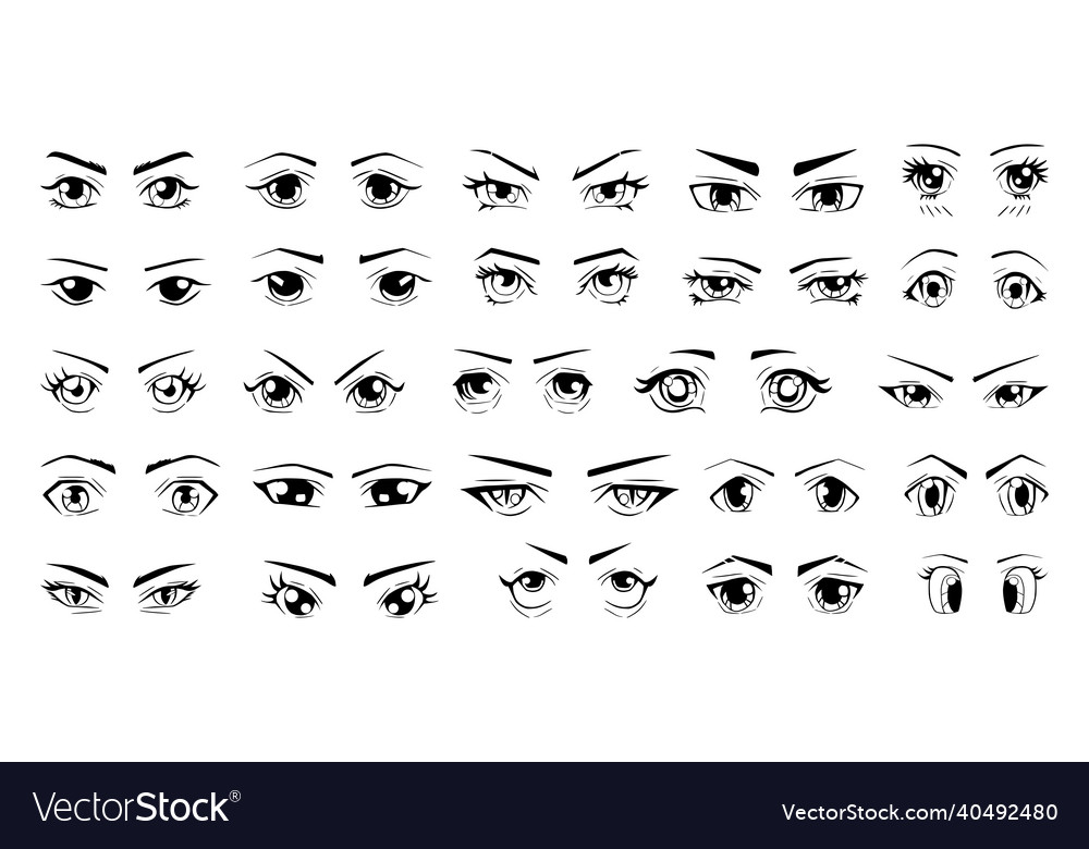 Premium Vector  Anime manga boy expressions eyes set