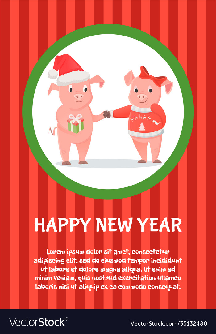 Happy new year card piglet animal exchange gifts