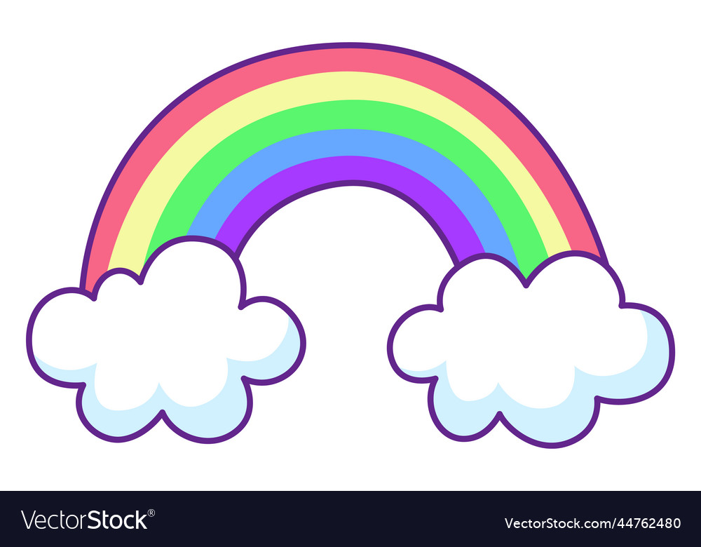 Rainbow clouds icon cute magic color drawing Vector Image