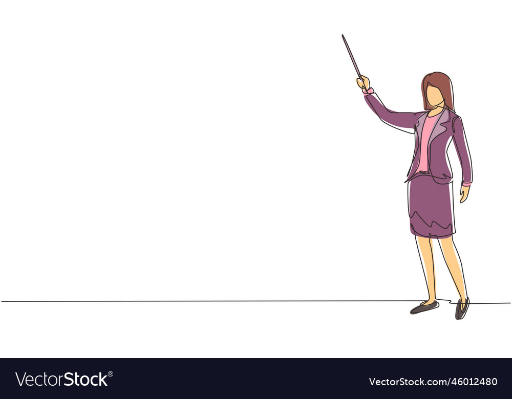 Single continuous line drawing female teacher Vector Image