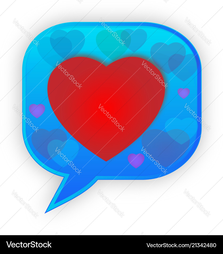 Speech bubble heart emoji communication icon Vector Image