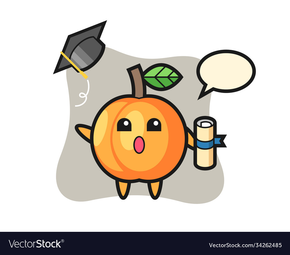 Apricot cartoon throwing hat at graduation Vector Image