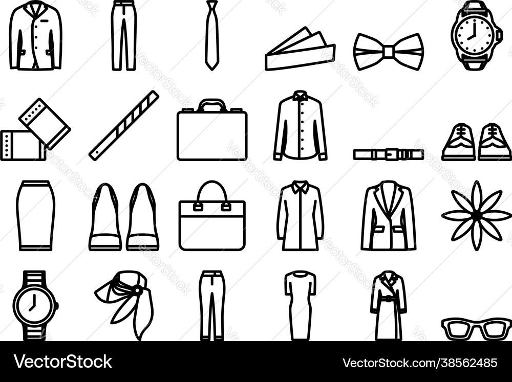 Clothes icon set Royalty Free Vector Image - VectorStock