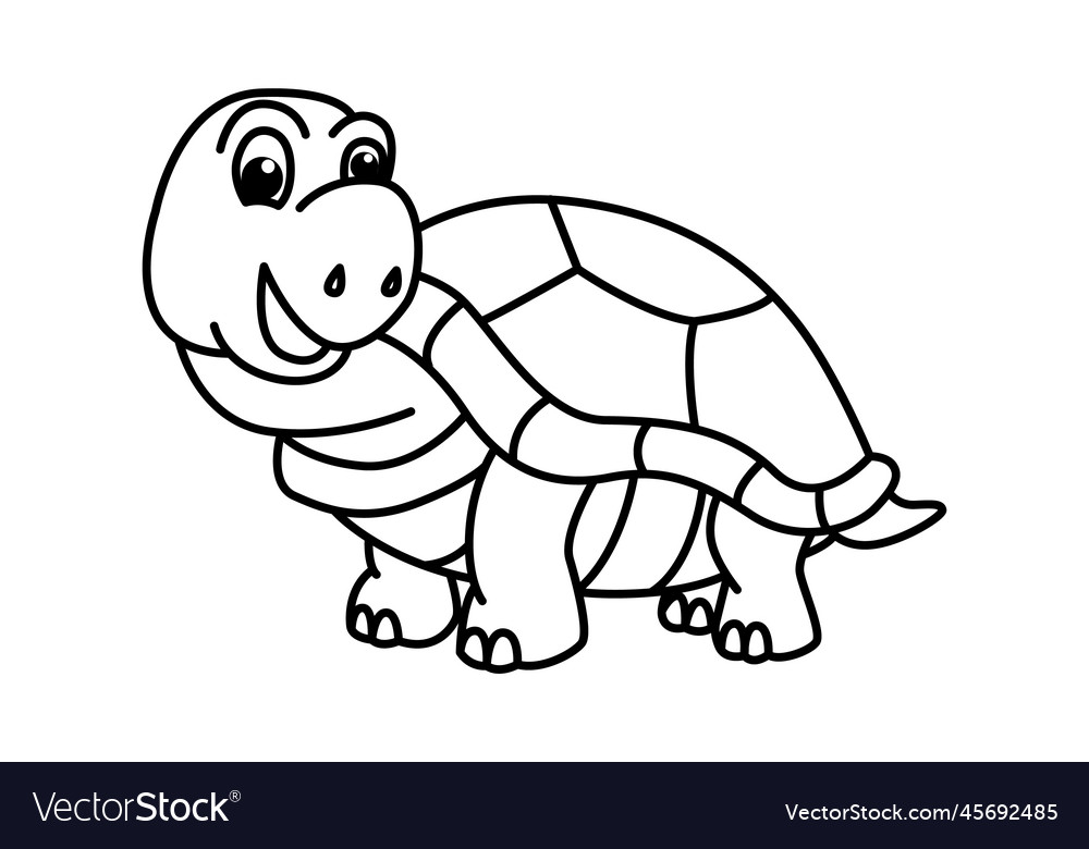 Cute turtle cartoon coloring page Royalty Free Vector Image