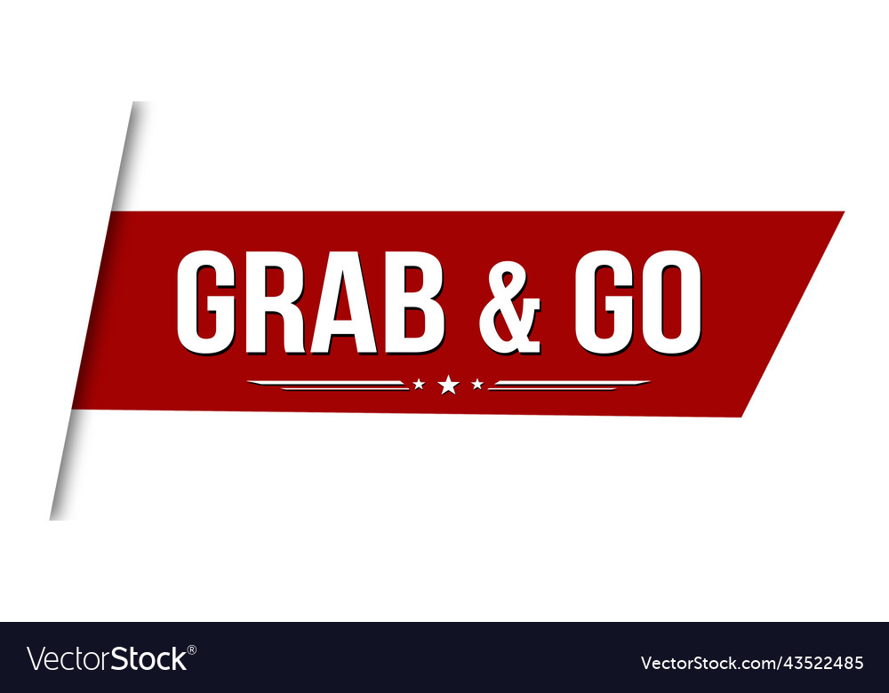 Grab and go red ribbon or banner design Royalty Free Vector