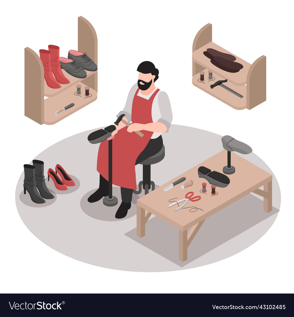 Isometric shoemaker Royalty Free Vector Image - VectorStock