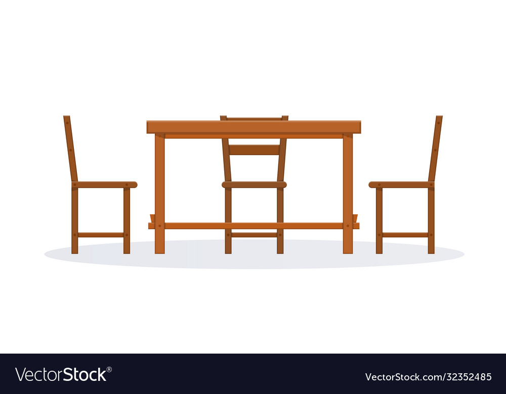 Set wooden furniture picnic chair Royalty Free Vector Image