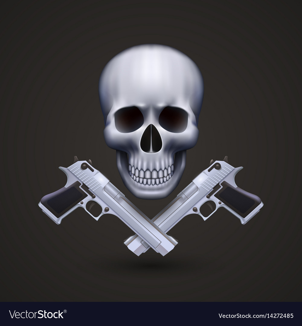 Skull with pistols Royalty Free Vector Image - VectorStock