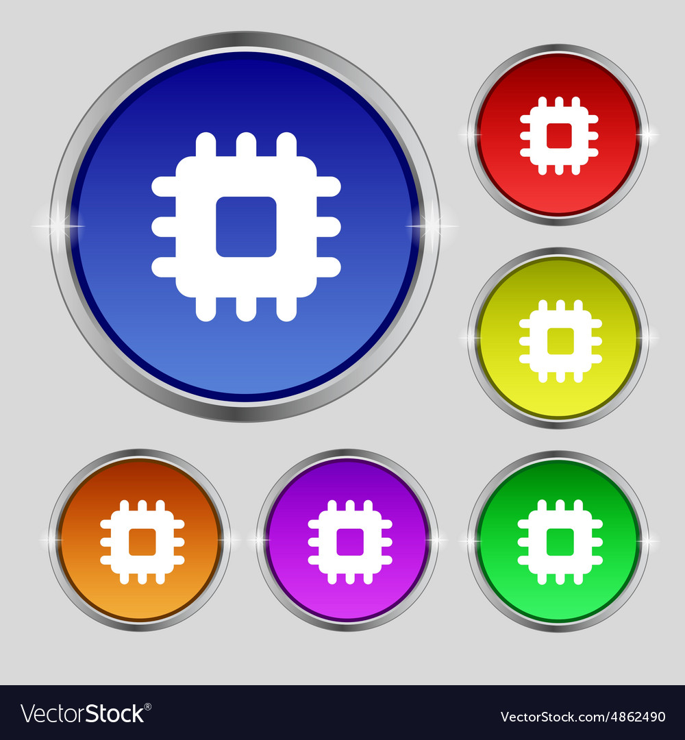 Central processing unit icon sign round symbol Vector Image