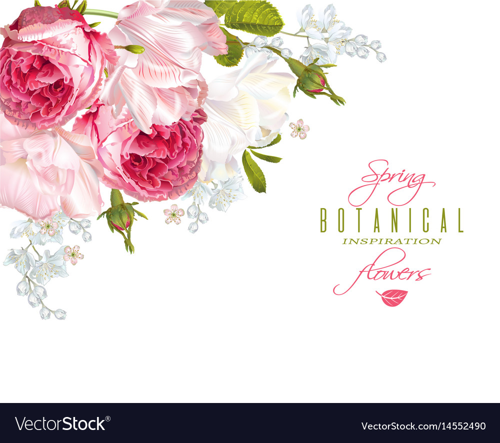 romantic flowers corner banner
