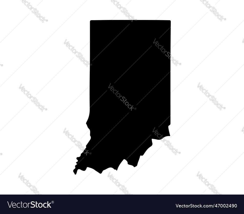 Us state map indiana silhouette symbol Royalty Free Vector