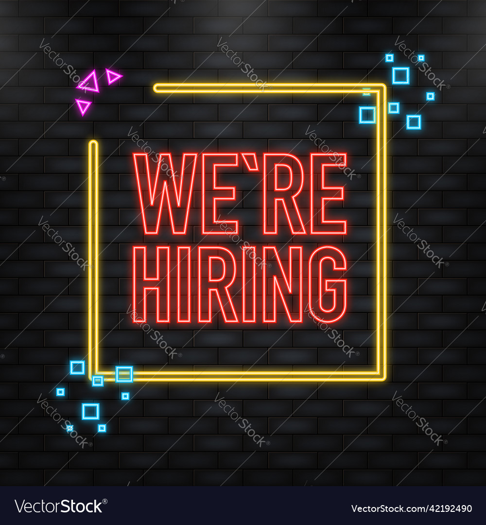 We are hiring megaphone blue banner in 3d style Vector Image