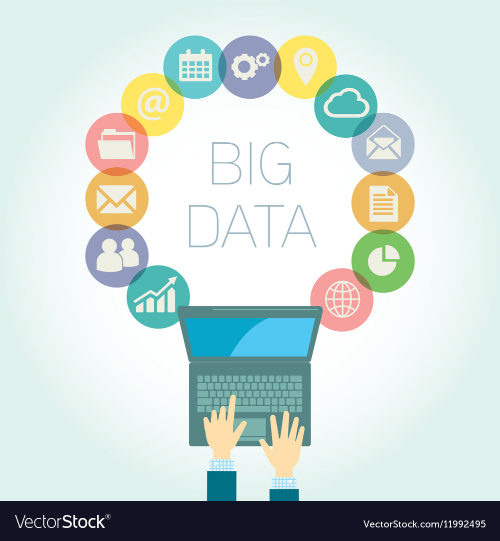 Analyst big data icons Royalty Free Vector Image