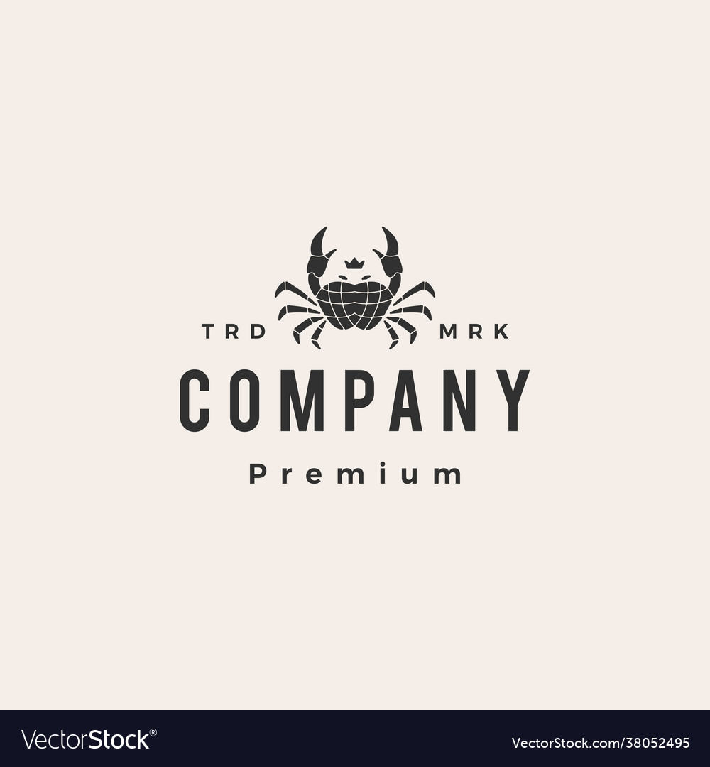 Crab King Hipster Vintage Logo Symbol