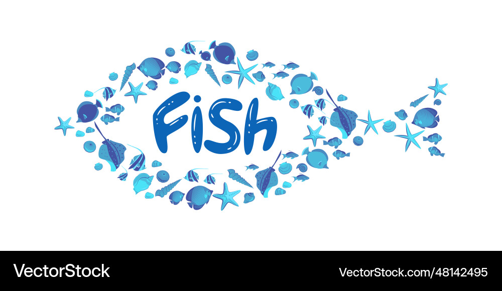 Isolated fish-frame consisting of fish Royalty Free Vector