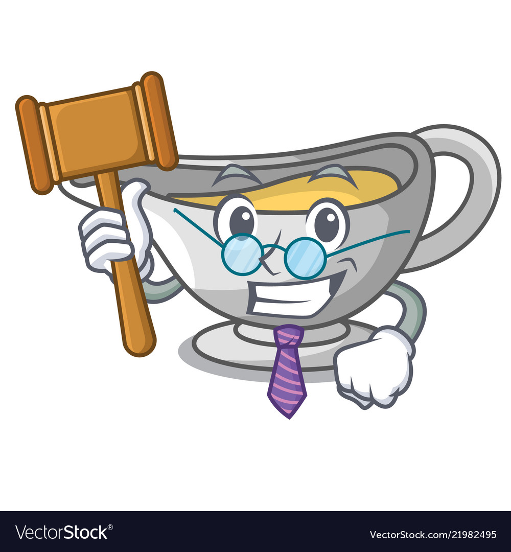 Judge cartoon sauce boat with cream