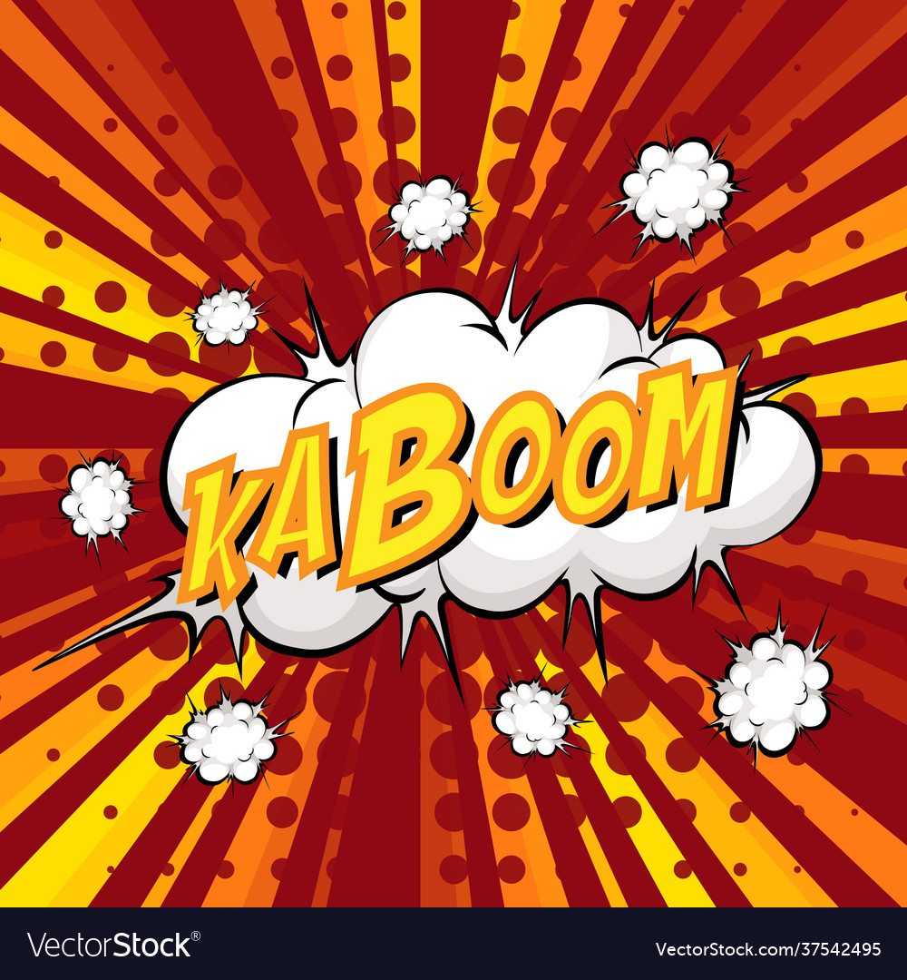 Kaboom wording comic speech bubble on burst Vector Image