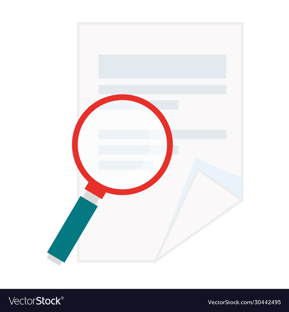 Magnifying glass with paper isolated icon Vector Image