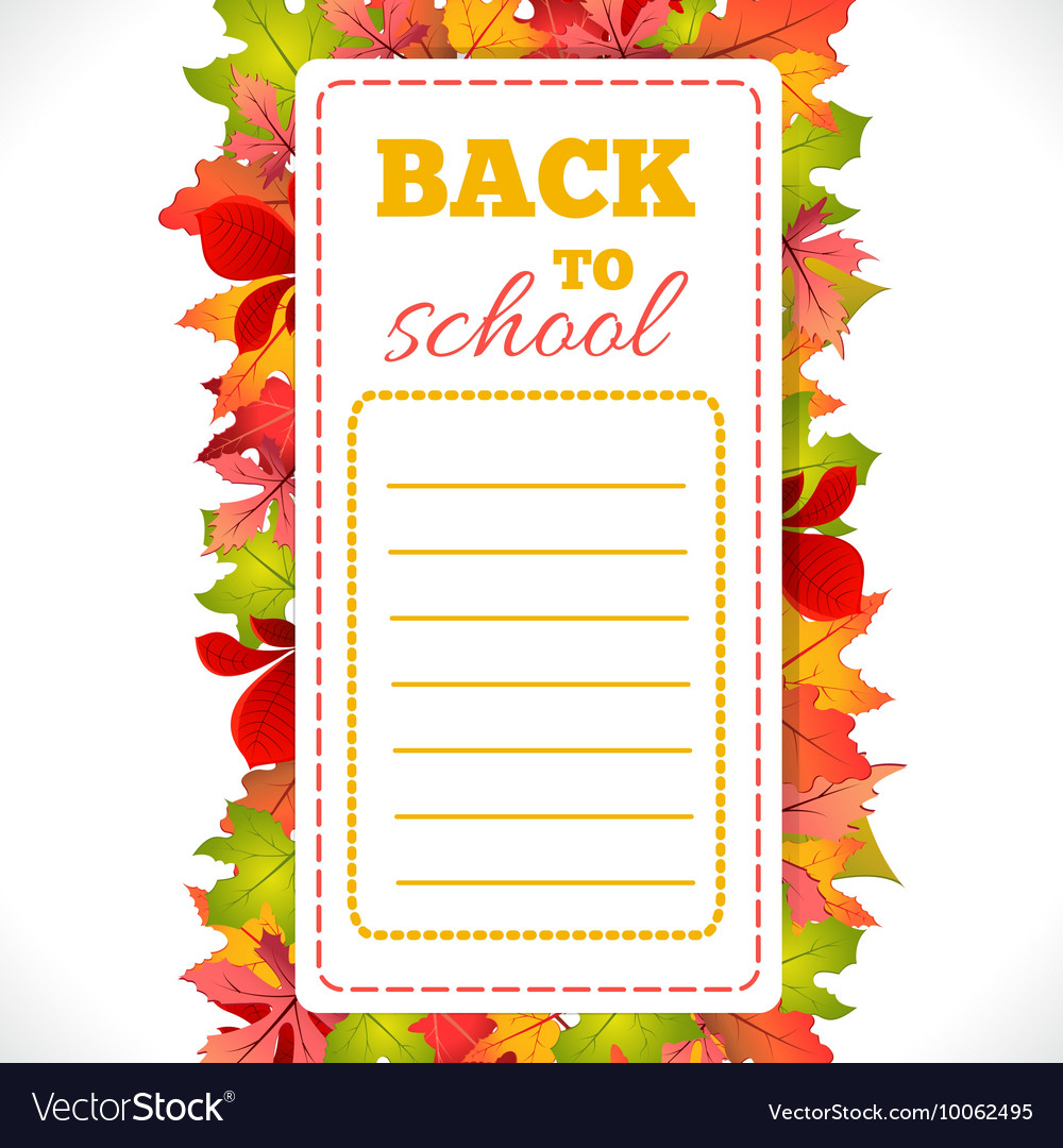 School schedule with leaves Royalty Free Vector Image