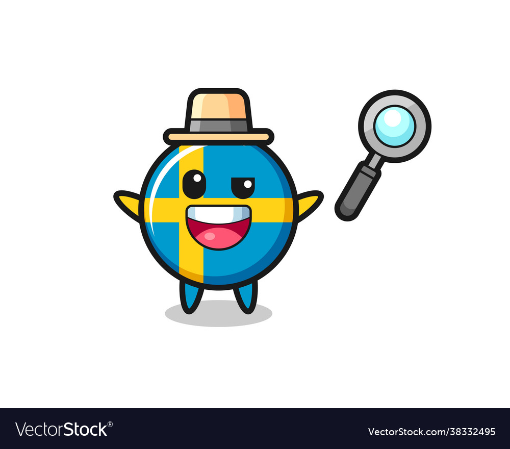 Sweden flag badge mascot as a detective who