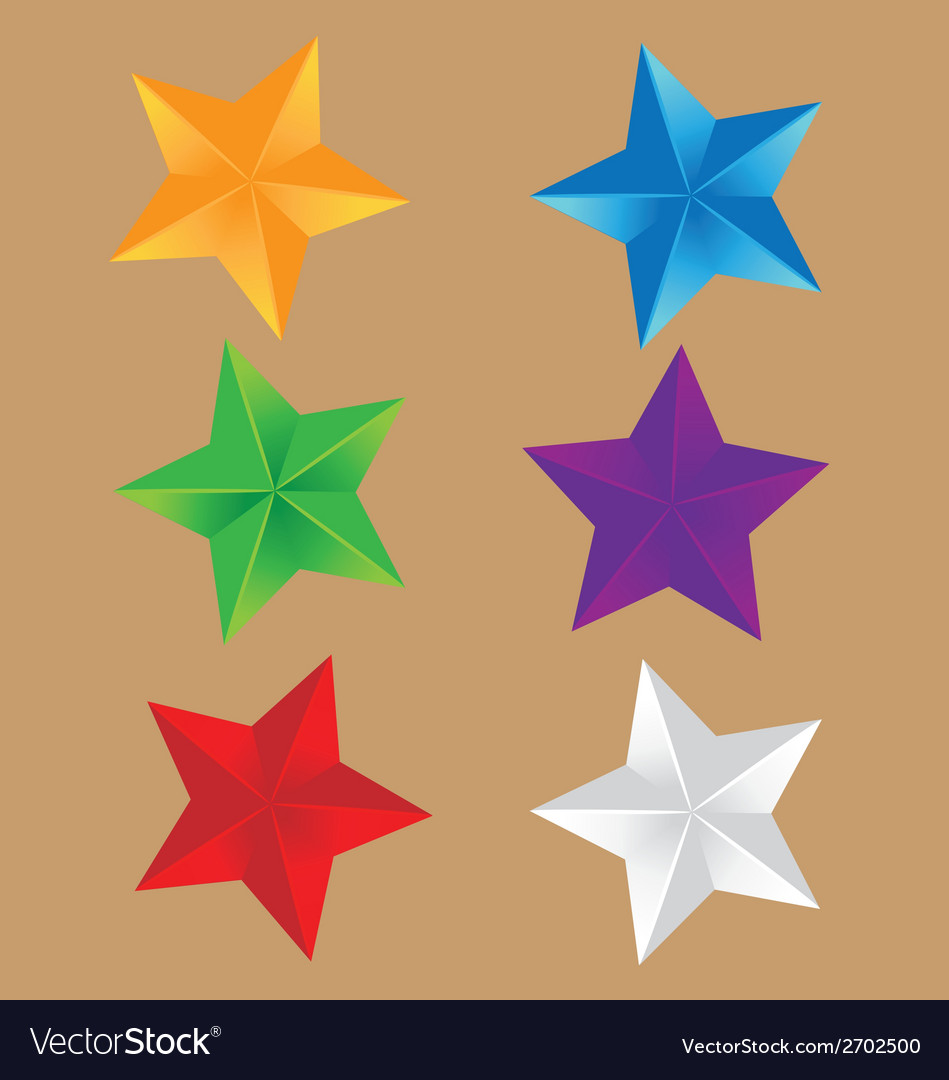 6 shiny stars Royalty Free Vector Image VectorStock