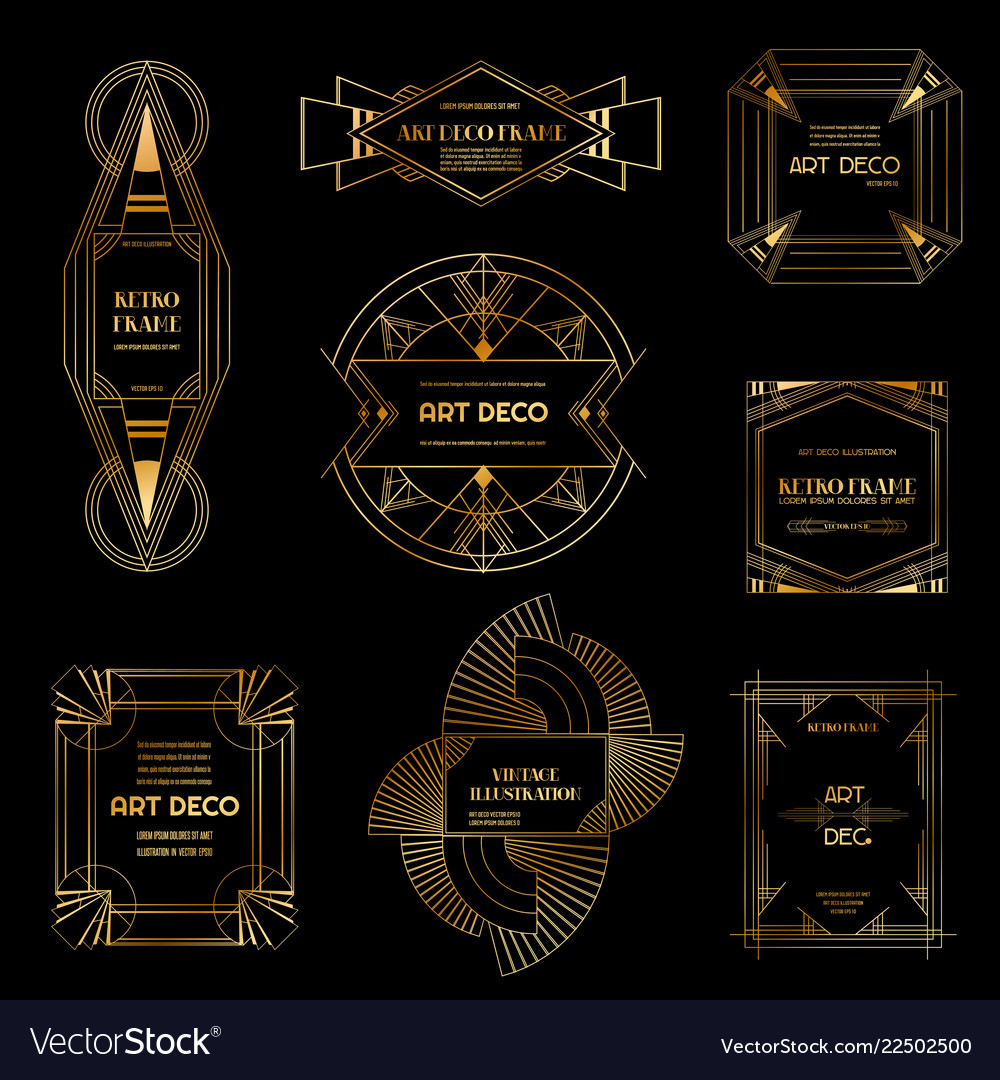 Art Deco Borders And Frames Wedding Card Banner Vector Image