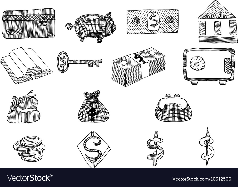 Icon set business and finance with money graphs