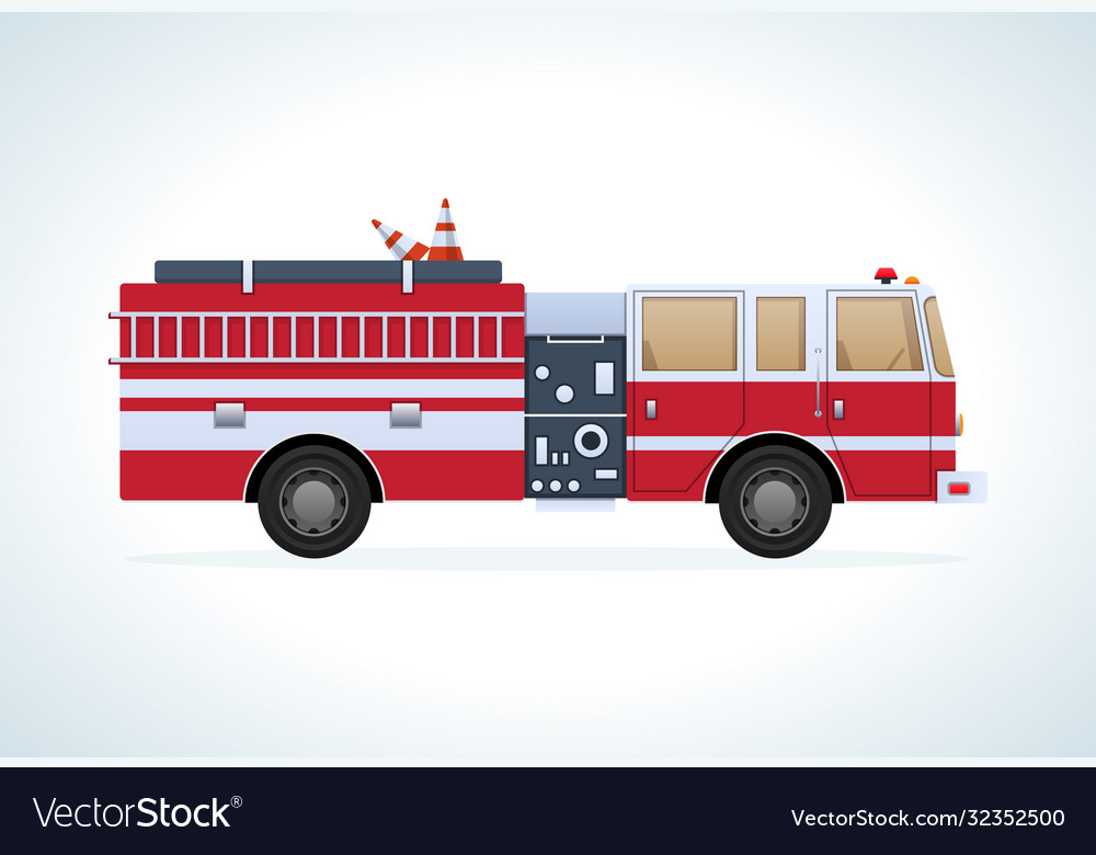 Modern city transport fire fighting car side view Vector Image