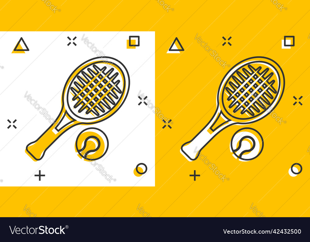 Tennis racket icon in comic style gaming racquet Vector Image