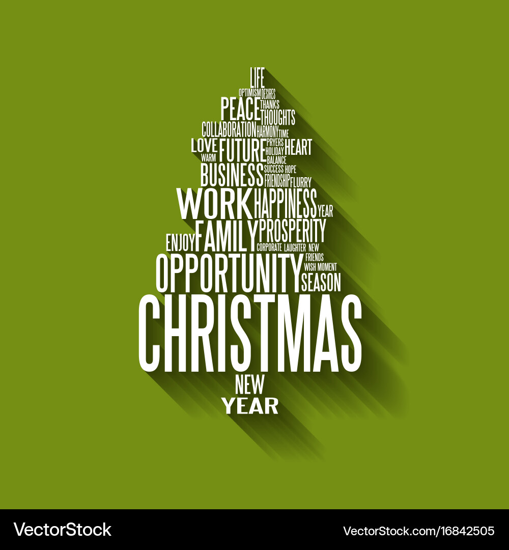 Abstract christmas tree made from words Royalty Free Vector