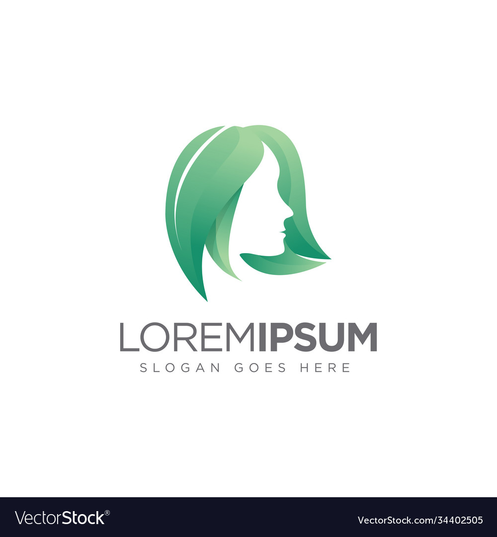 Abstract modern woman leaf logo icon template vector image Abstract modern woman leaf logo icon template