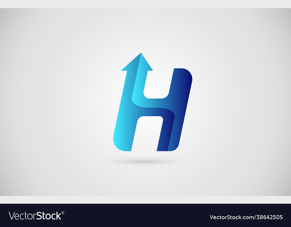 Blue gradient arrow h alphabet letter logo icon Vector Image