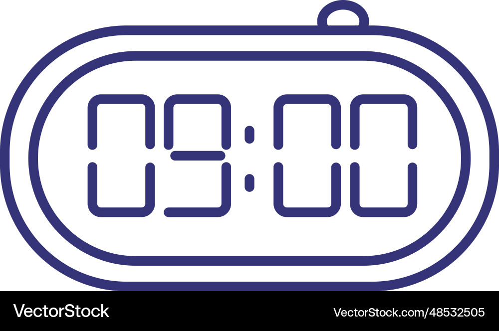 Digital clock line icon display number schedule Vector Image