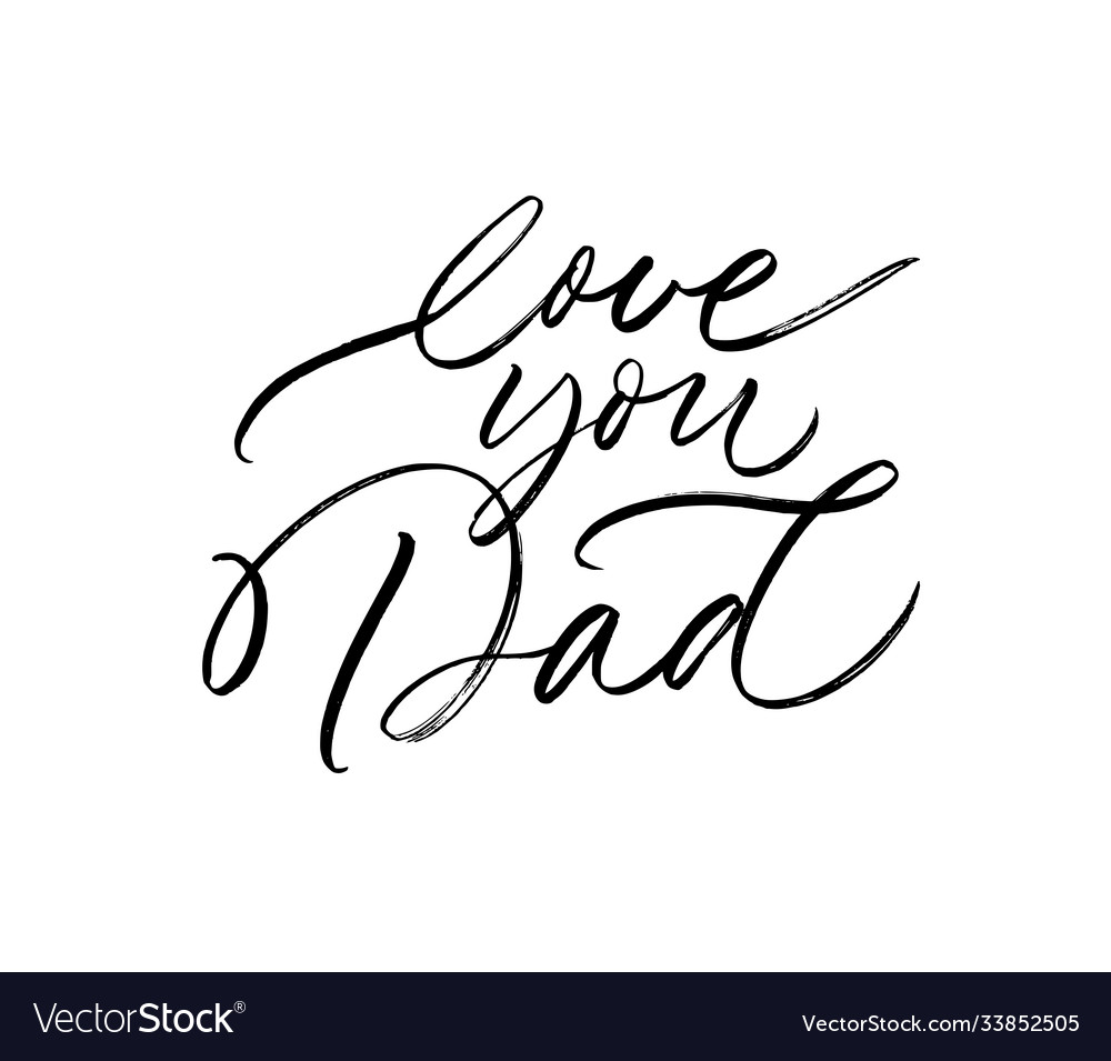 I love dad calligraphy greeting card Royalty Free Vector