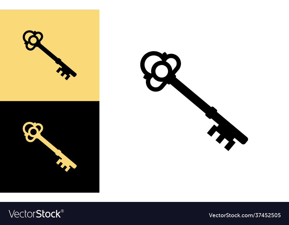 Old key house icon logo key silhouette Royalty Free Vector