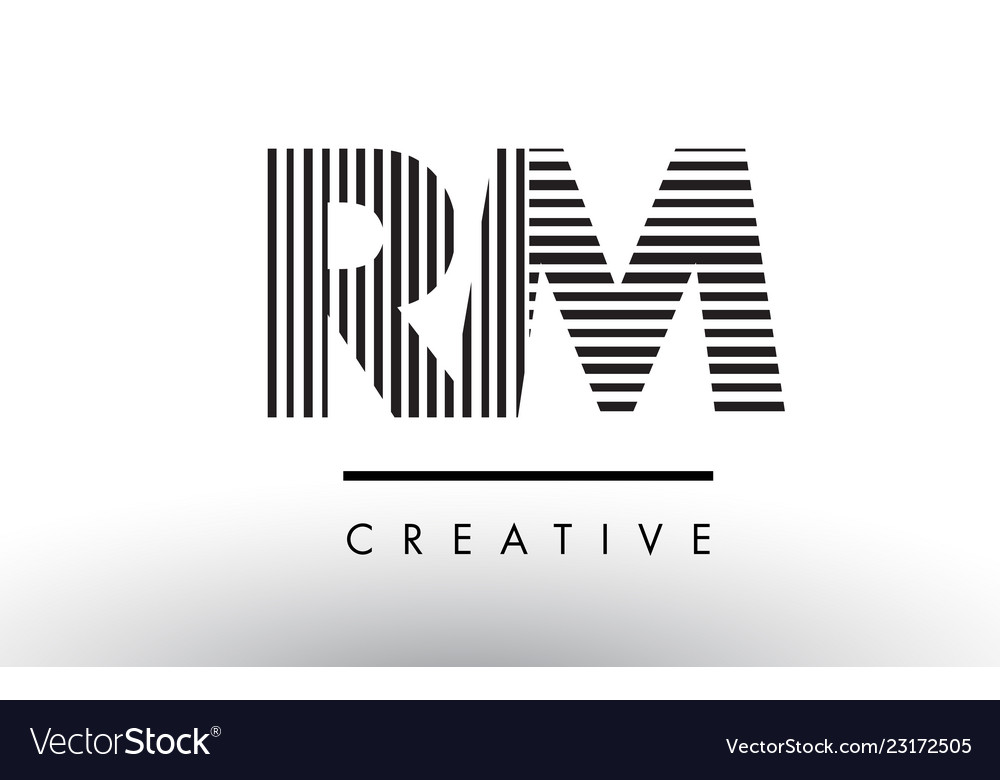 Rm r m black and white lines letter logo design Vector Image