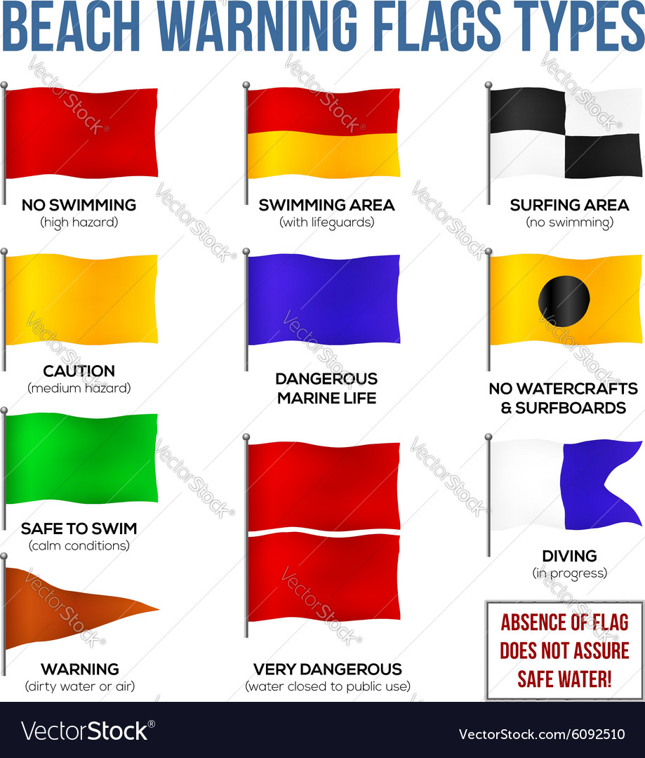 Beach warning flags types Royalty Free Vector Image