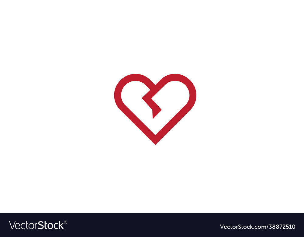 Creative abstract heart love cracked symbol logo Vector Image