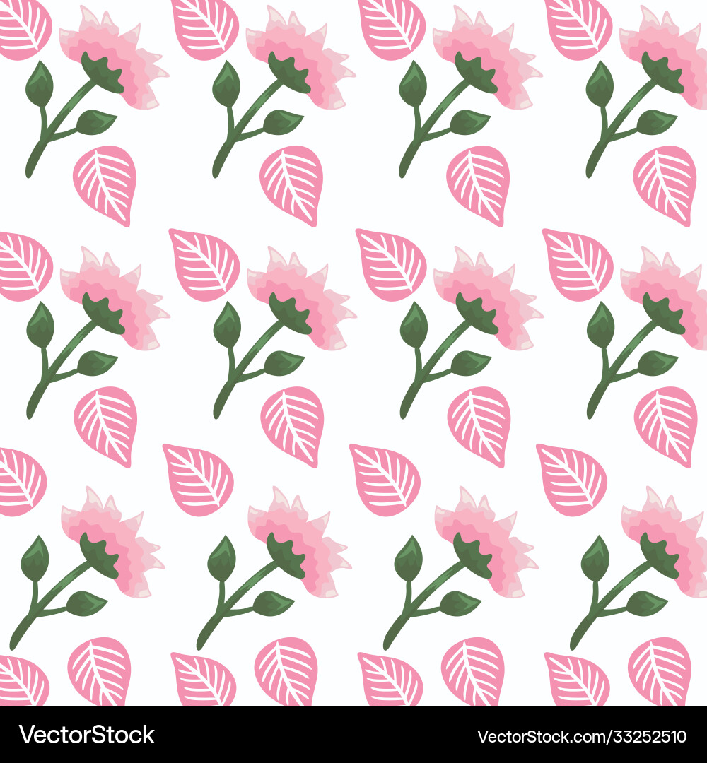 Flowers color pink pattern detailed style Vector Image