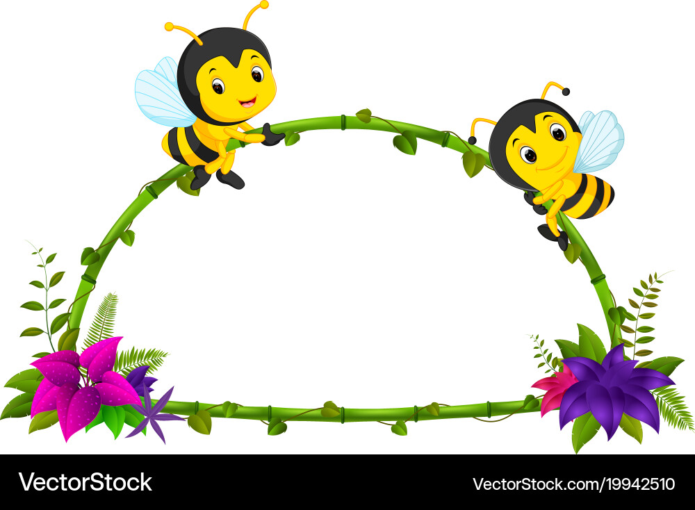 Frame of bamboo and bee Royalty Free Vector Image