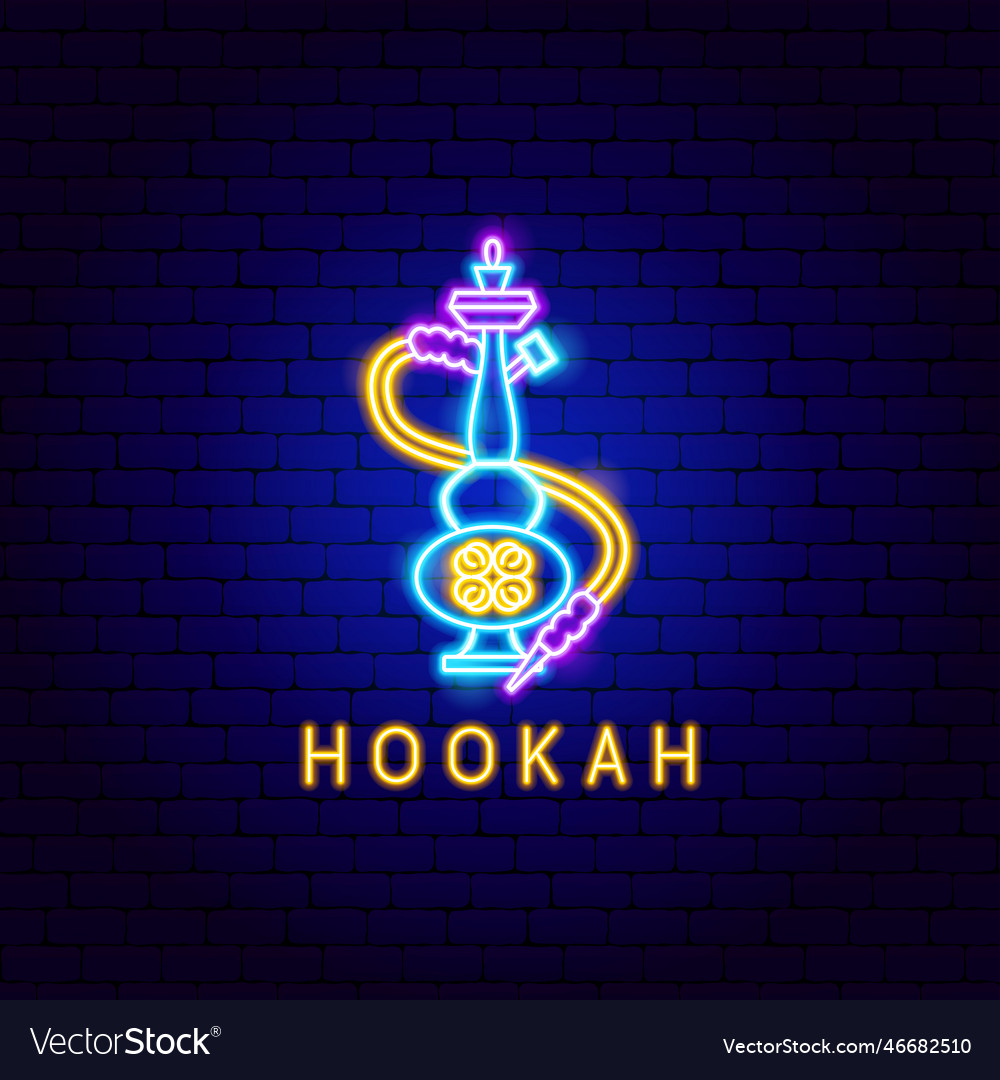 Hookah neon label Royalty Free Vector Image - VectorStock