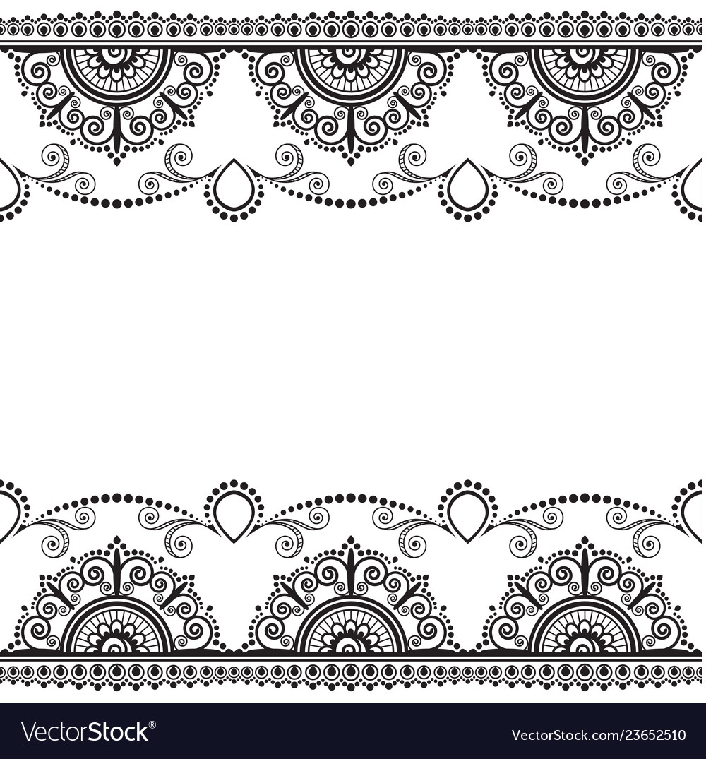 Indian mehndi henna line lace element Royalty Free Vector